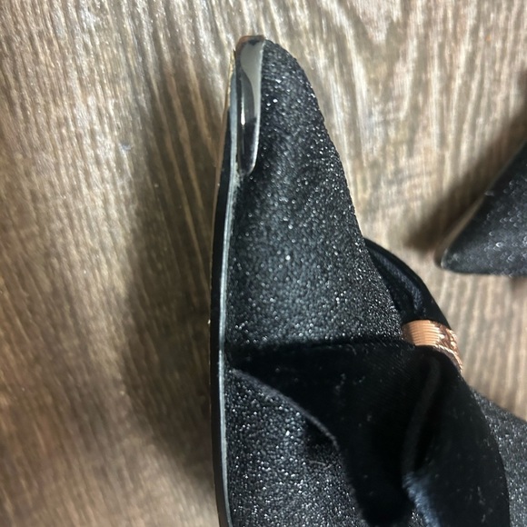 Ted Baker size 37 EUC/GUC “Bowtee” Lurex bow Black Ankle Boots with Kitten Heel - Picture 6 of 16